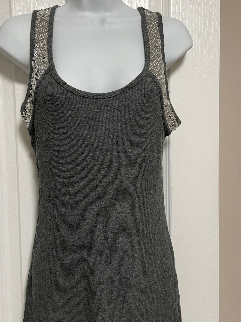 Guess Dark Gray Tank with Sequined Straps